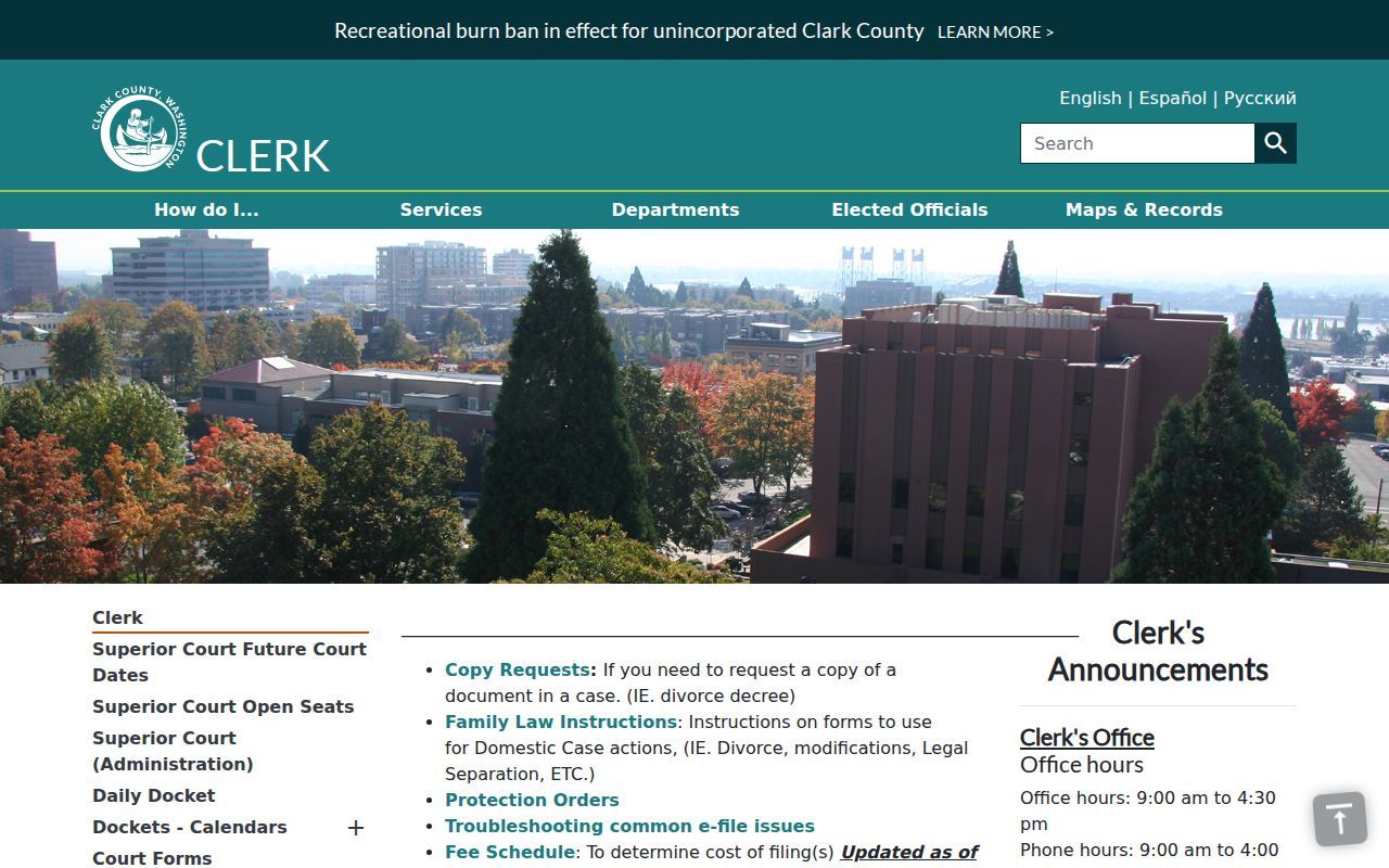 Clark County court records Clerk copy links