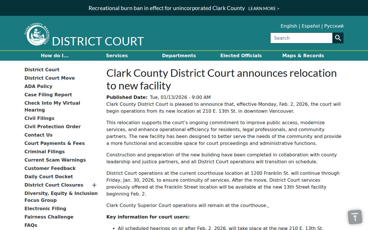 Vancouver court records District Court relocation notice